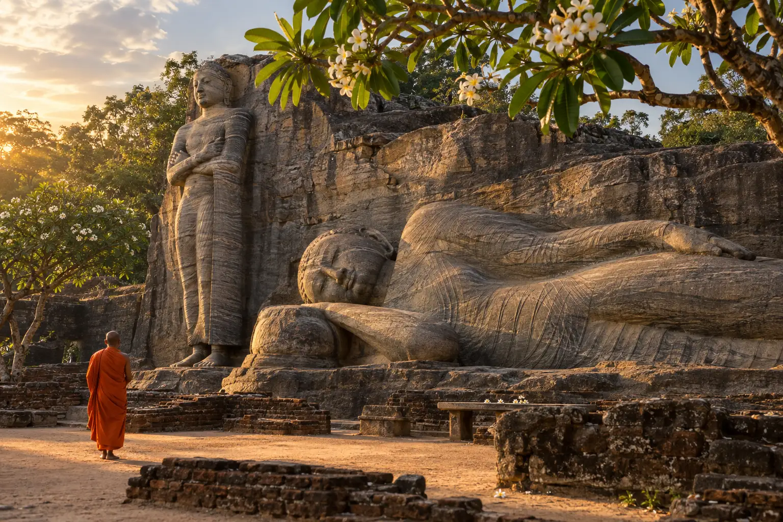 The reclining Buddha carved from granite at Gal Vihara, Polonnaruwa